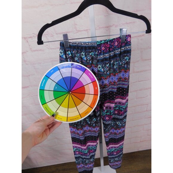 Colorful Boho Patterned Stretch Leggings Size S Womens Elastic Waist - Picture 5 of 9